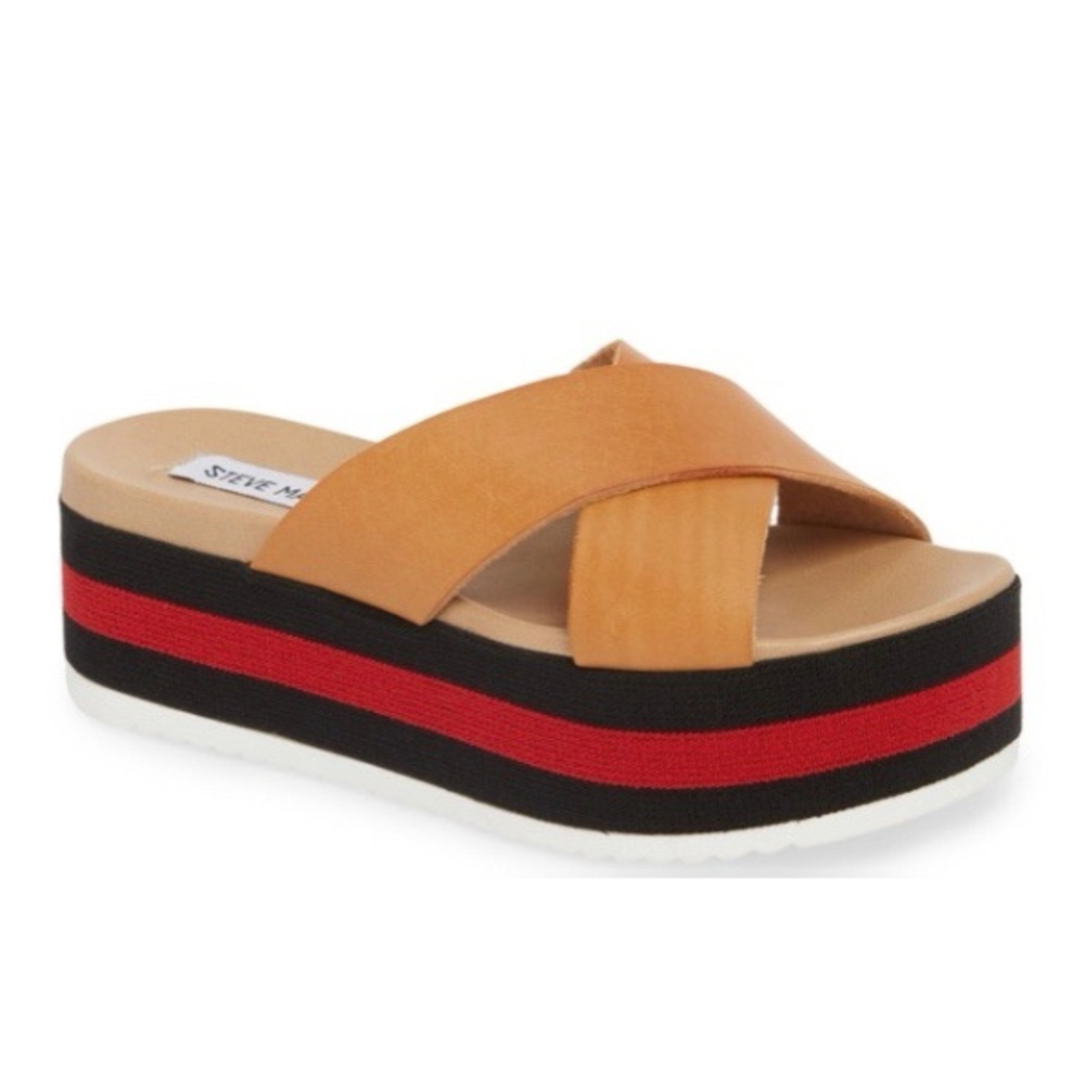 Steve Madden Asher Cognac Platform Sandals